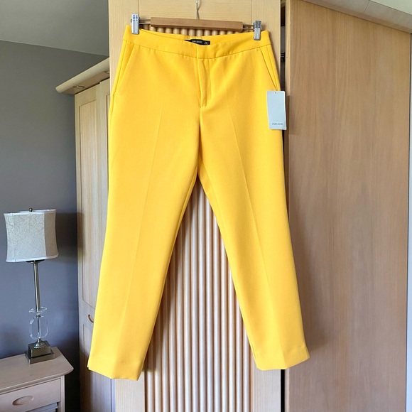 Zara mustard yellow straight leg trouser pant - Picture 5 of 11